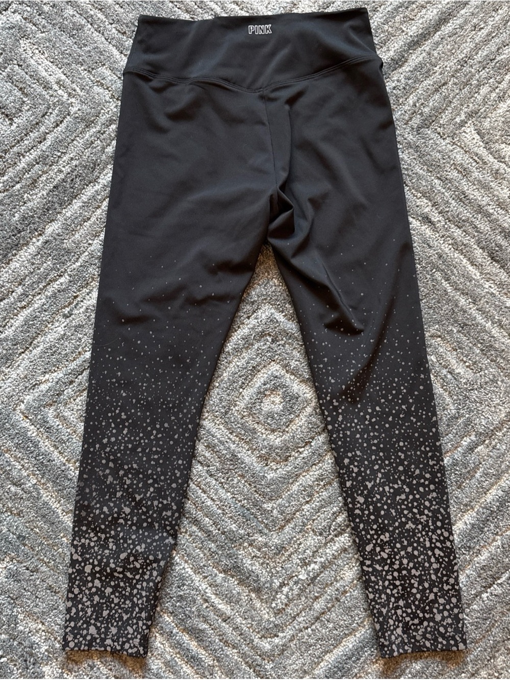 PINK Victoria's Secret Black Leggings with Silver Speckle Gradient